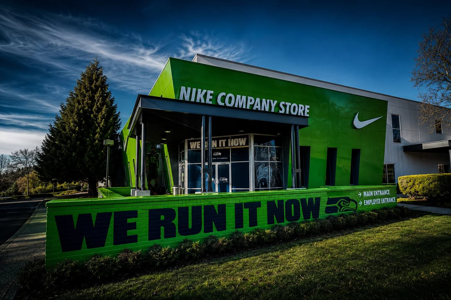 Completed Seahawks graphics at the Nike Company Store