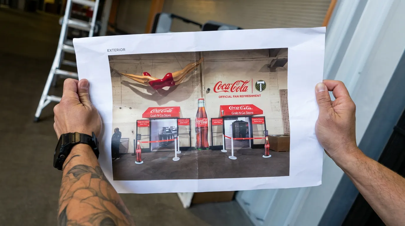 Coca-Cola Mini Mart vinyl wayfinding and branded environment details