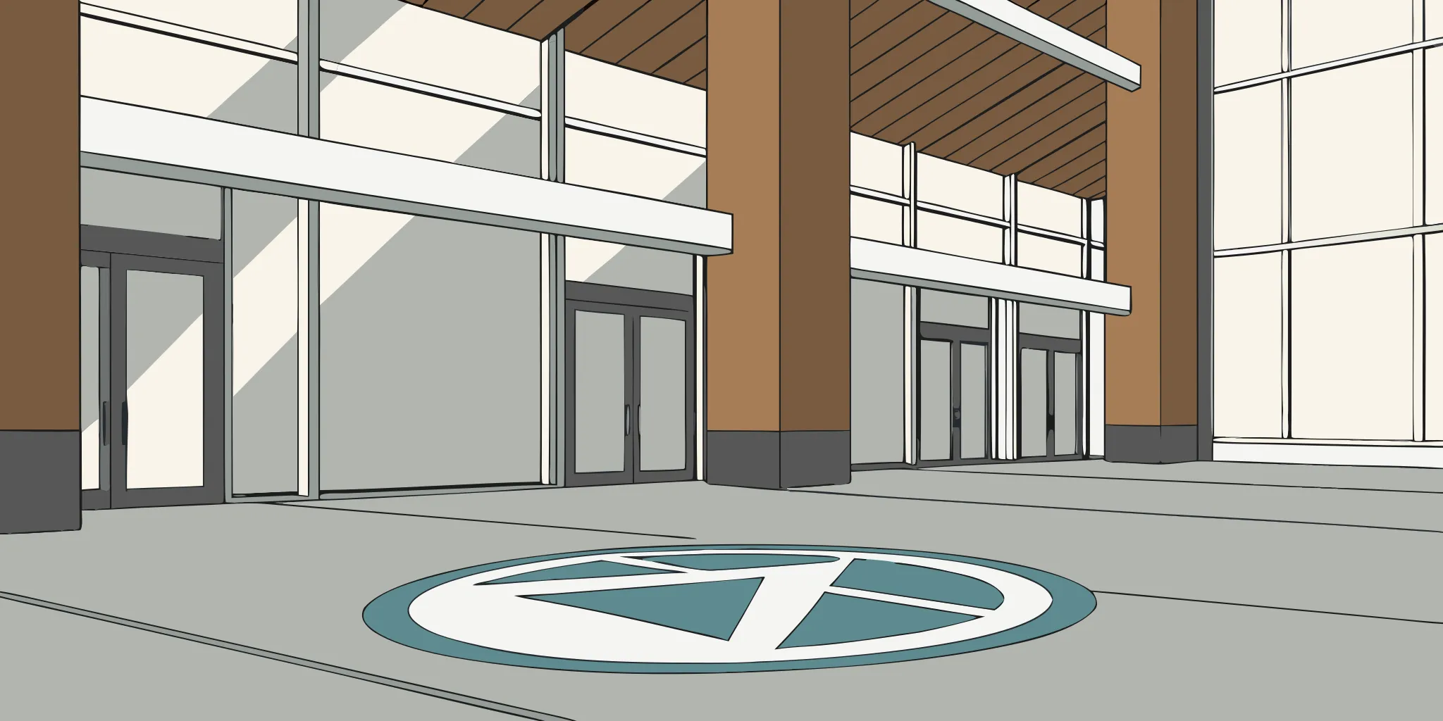 Custom floor decals with a logo at a business entrance for branding.