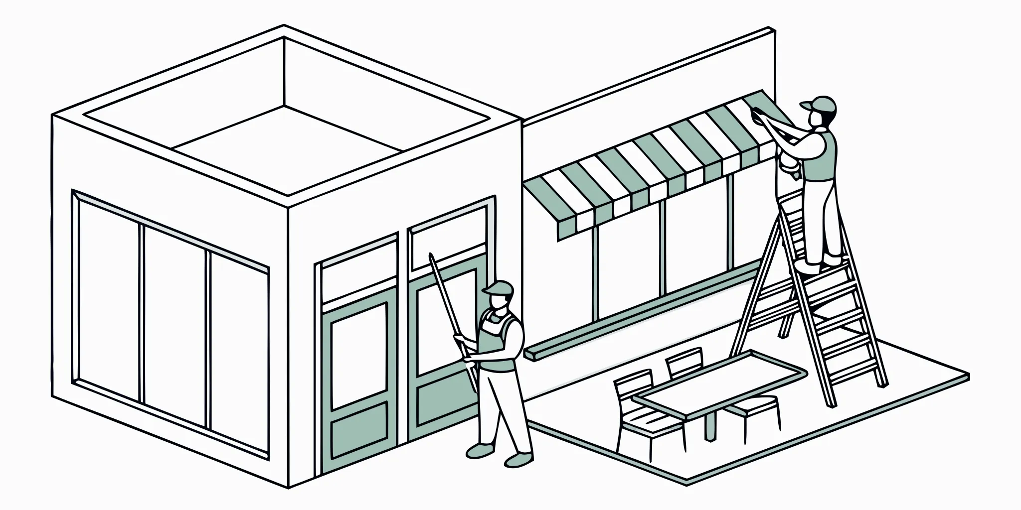 Restaurant rebrand graphics installation in progress