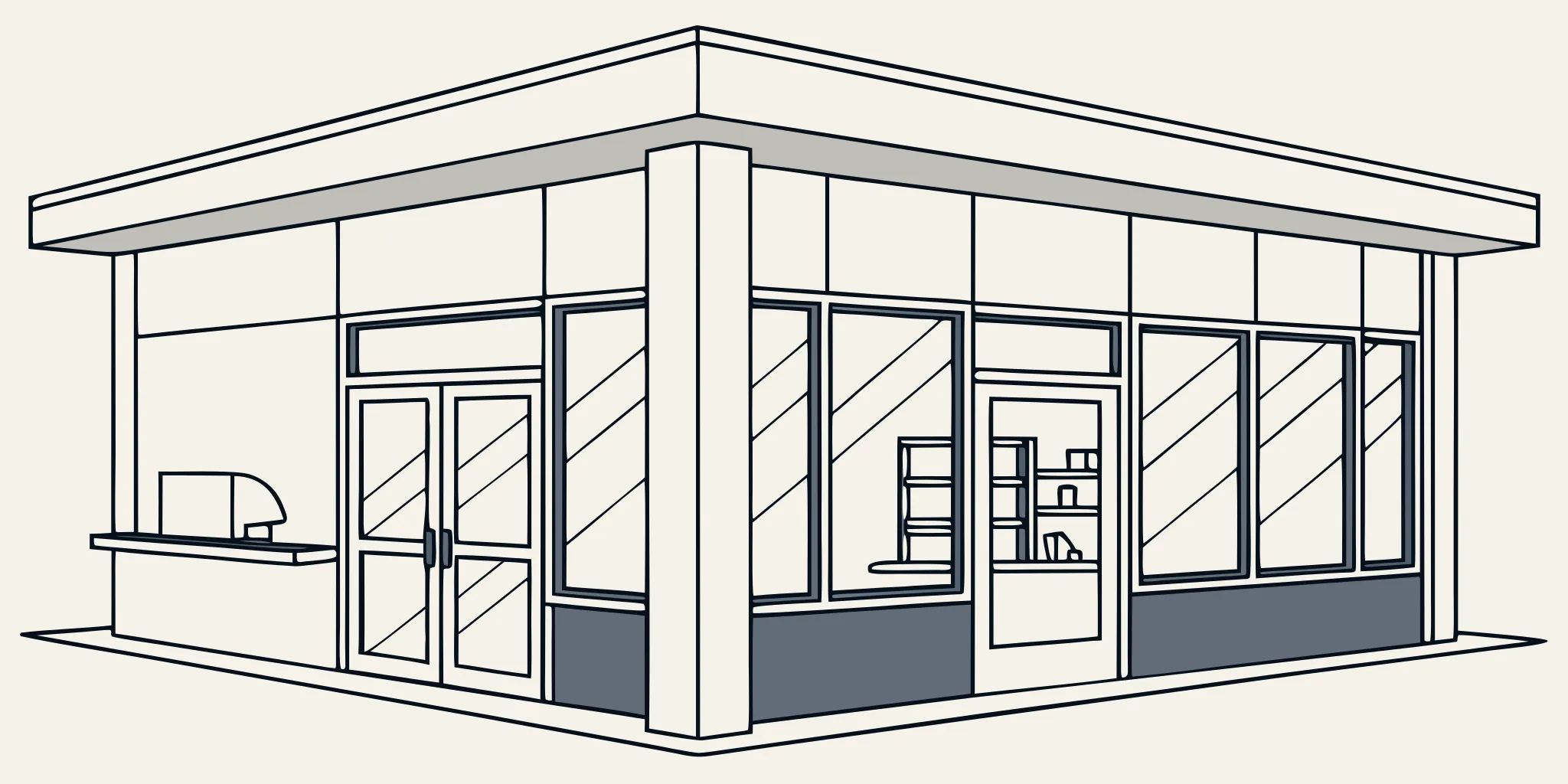 Retail pop-up store with temporary vinyl wall graphics and window films