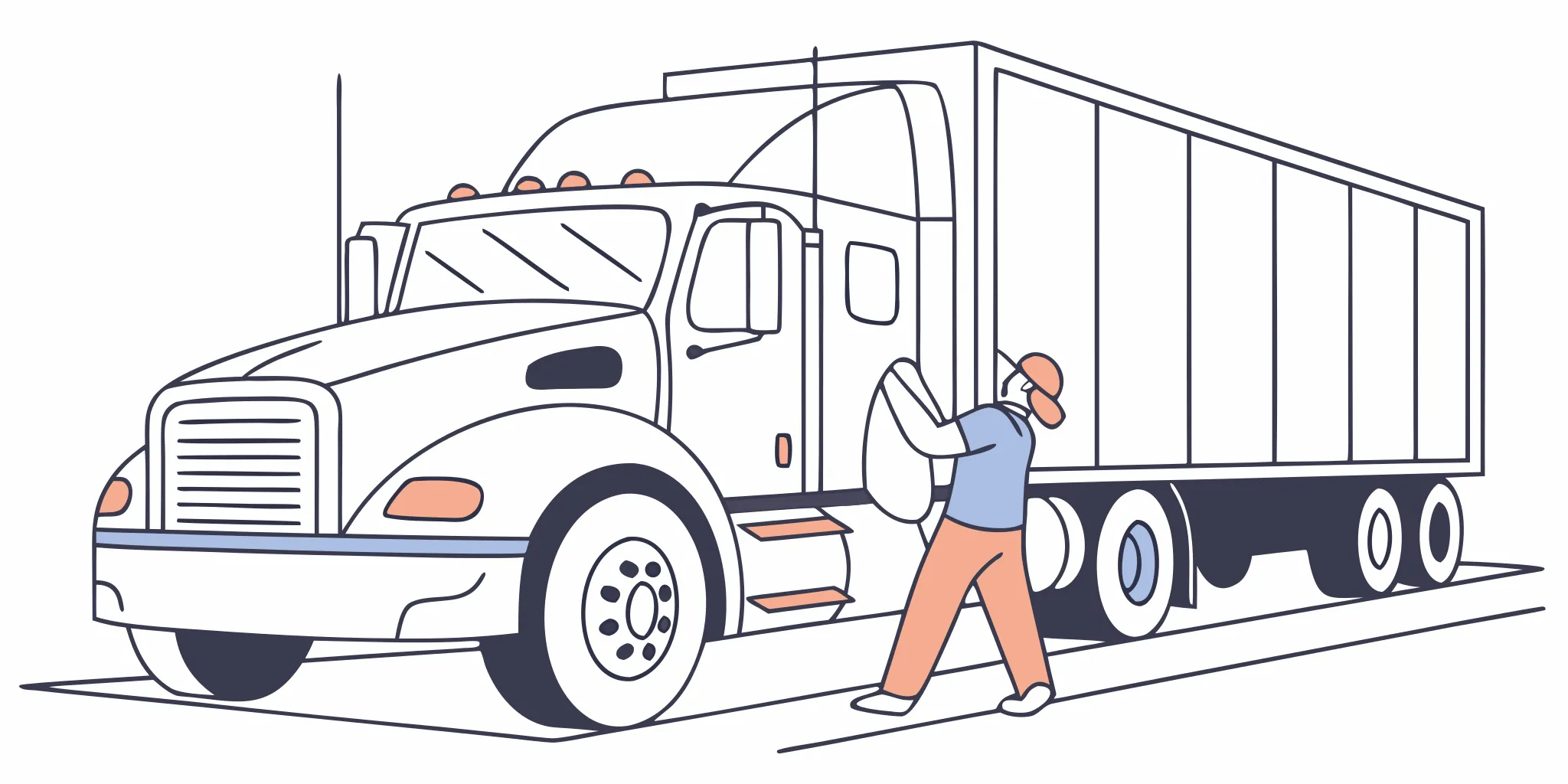 Professional technician hand-washing a commercial fleet truck